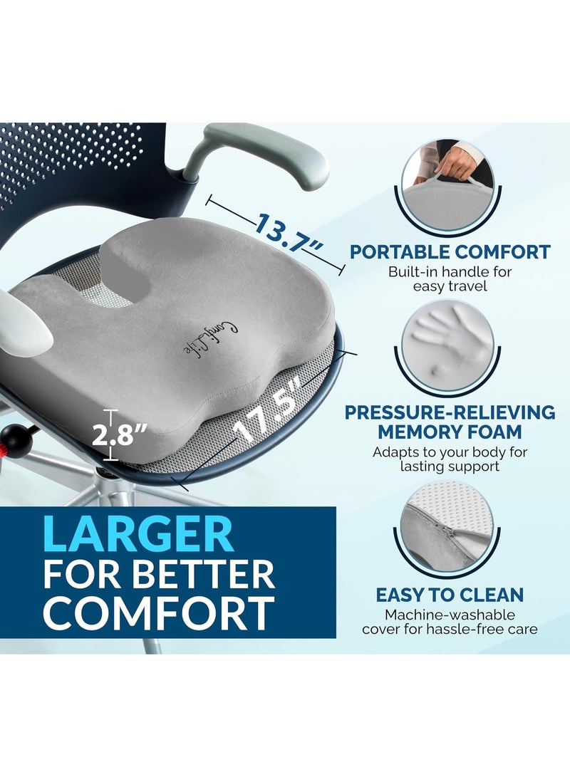 ComfiLife Gel Enhanced Seat Cushion with Non-Slip Bottom, Built-in Handle and Machine-Washable Cover, Orthopedic Cushion for Tailbone Pain Relief, Ideal for Office Chair, Car Seat, Home and Traveling - Image 3