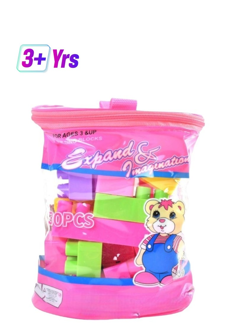 Rally 30-Piece Building Blocks Set With Tote 3+ Years 