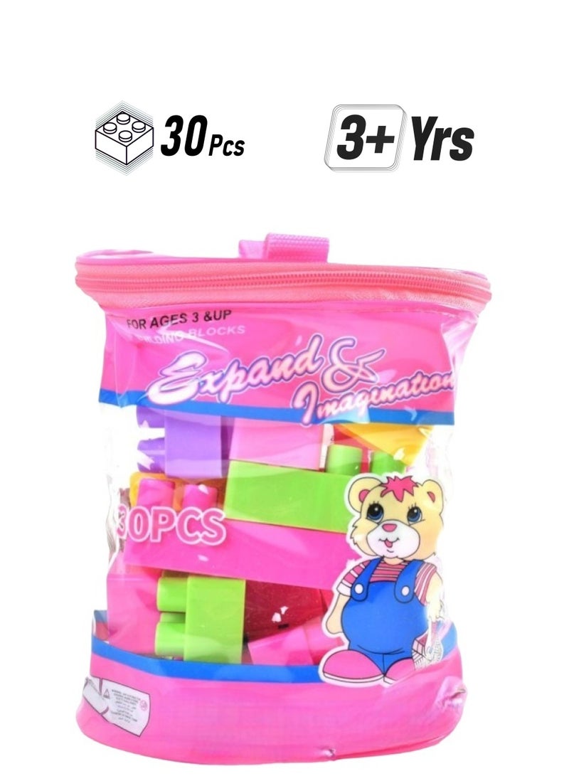 Toy Box 30-Piece Building Blocks Set With Tote 3+ Years 