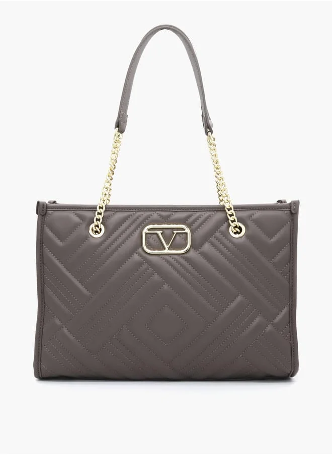 V إيطاليا Quilted Tote Bag with Double Handle and Zip Closure