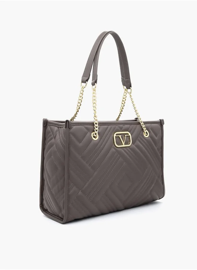 V إيطاليا Quilted Tote Bag with Double Handle and Zip Closure
