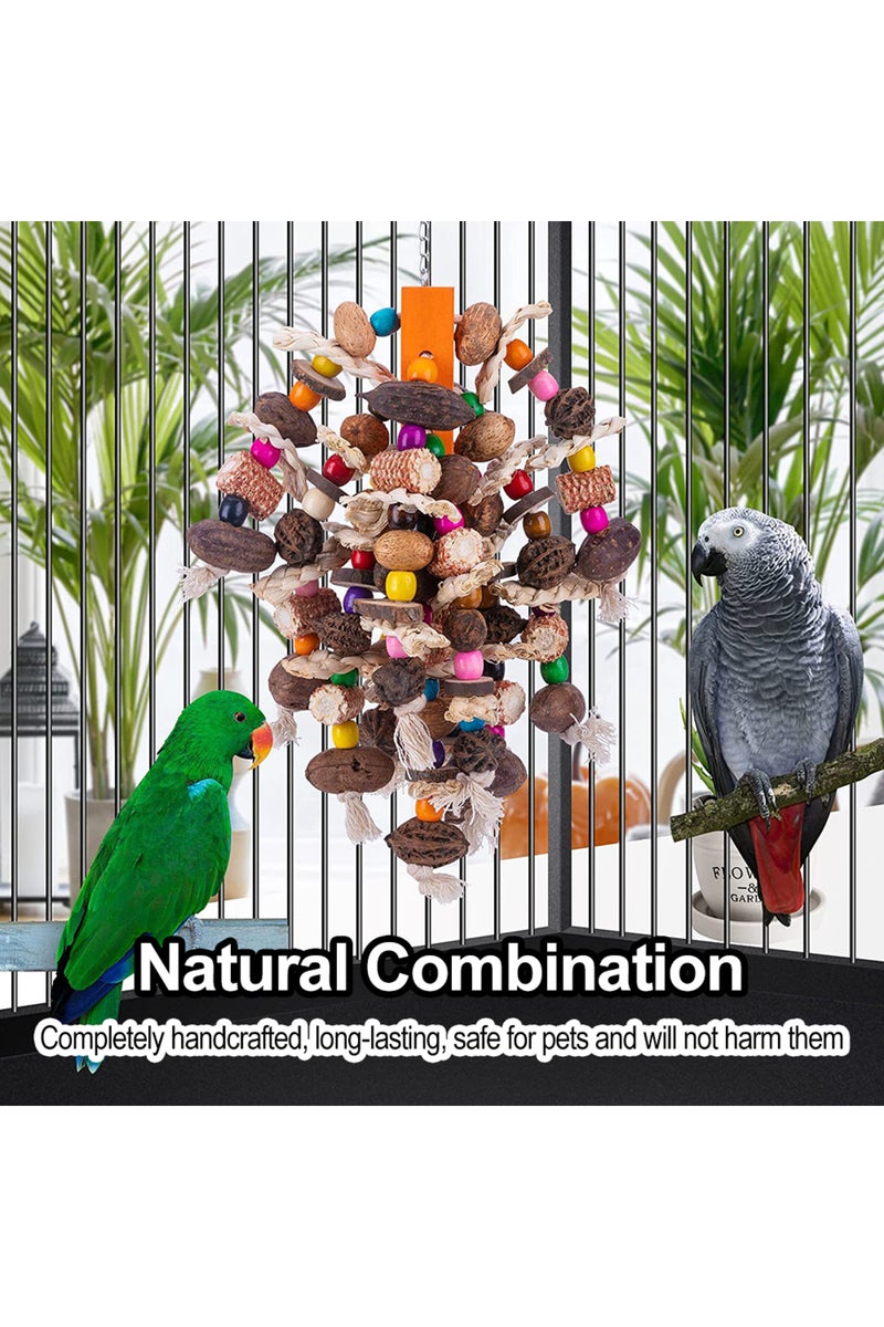 erorex New Large Parrot Chewing Toys Wooden Bird Cage Toy Natural Nuts Corn Parrot Toy for African Grey Mac - Image 2