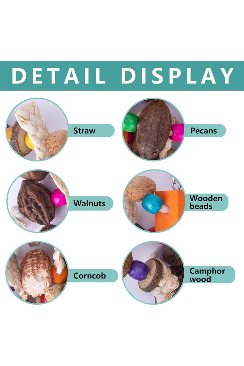 erorex New Large Parrot Chewing Toys Wooden Bird Cage Toy Natural Nuts Corn Parrot Toy for African Grey Mac - Image 4