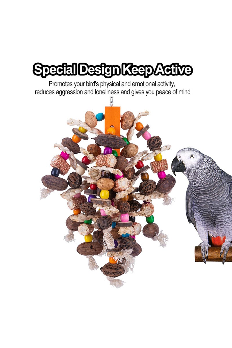 erorex New Large Parrot Chewing Toys Wooden Bird Cage Toy Natural Nuts Corn Parrot Toy for African Grey Mac - Image 3