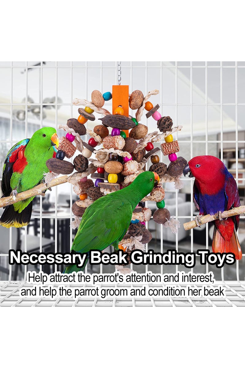 erorex New Large Parrot Chewing Toys Wooden Bird Cage Toy Natural Nuts Corn Parrot Toy for African Grey Mac - Image 5