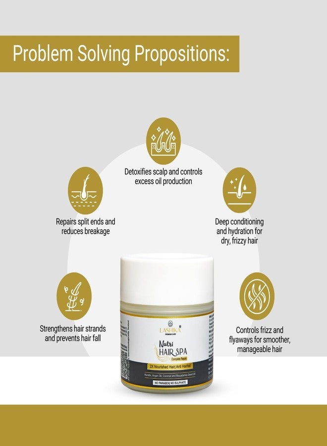 Lashika Nutri Hair Spa | With Keratin, Argan Oil & Ceramides | Deep Conditioning Hair Mask for Dry, Frizzy Hair | Anti-Hair Fall | Dermatologically Tested | 100gm - Image 2