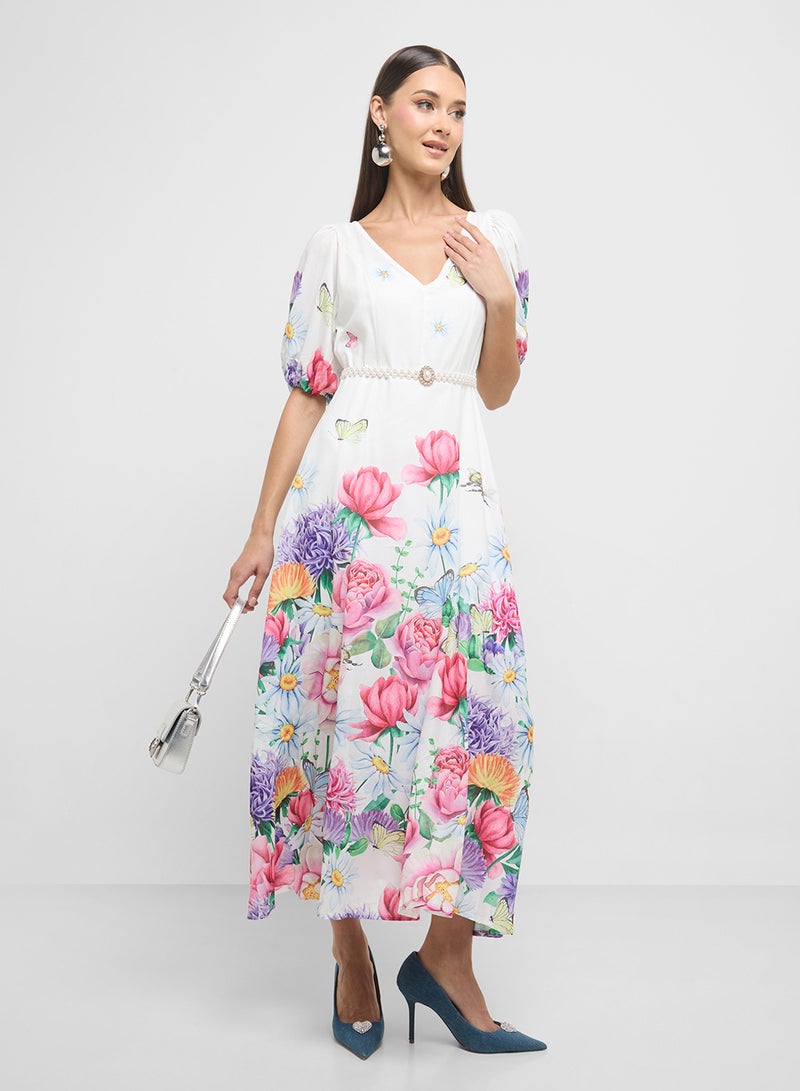 ELLA Floral Print Midi Dress - Image 4