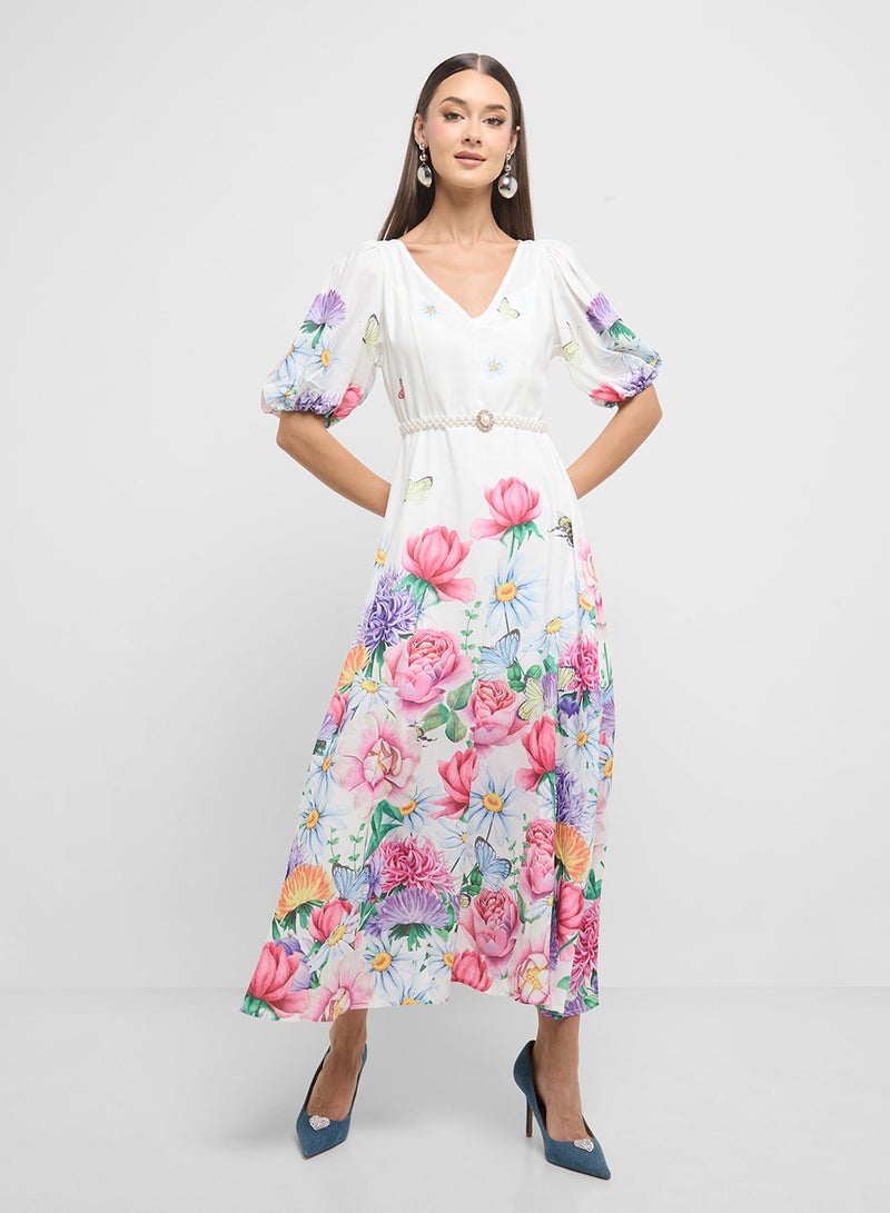 ELLA Floral Print Midi Dress - Image 1