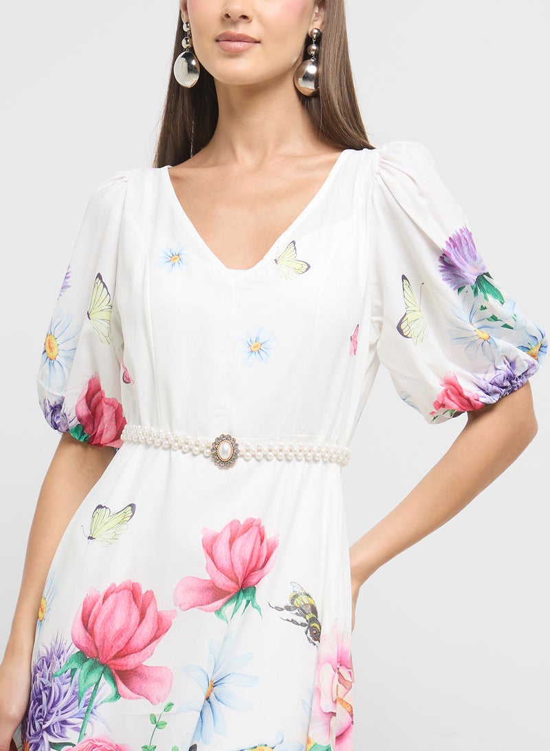 ELLA Floral Print Midi Dress - Image 3