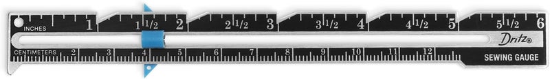 Dritz 6-Inch Sliding Marker Sewing Gauge with Nickel Finish and Blue Slider - Image 2