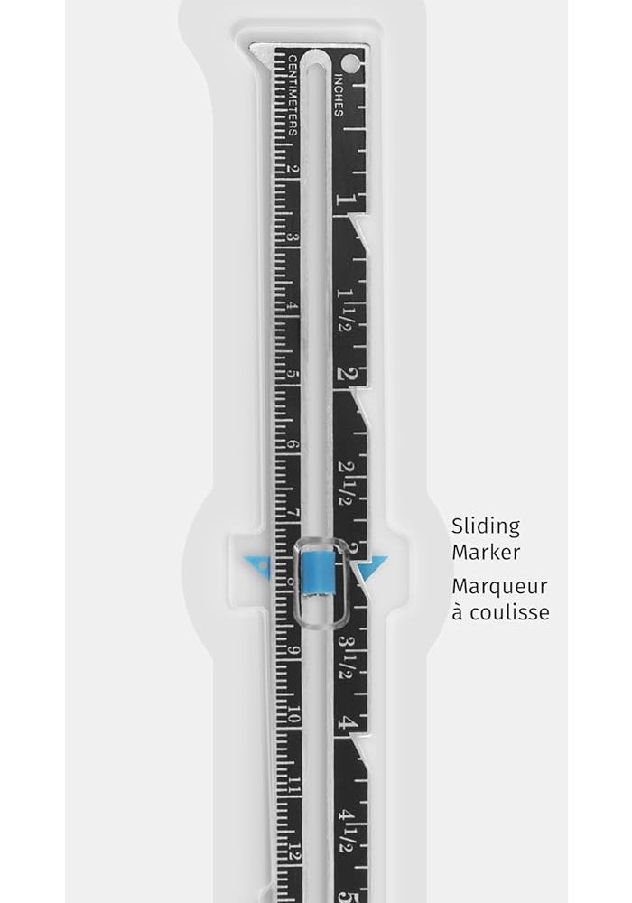 Dritz 6-Inch Sliding Marker Sewing Gauge with Nickel Finish and Blue Slider - Image 1