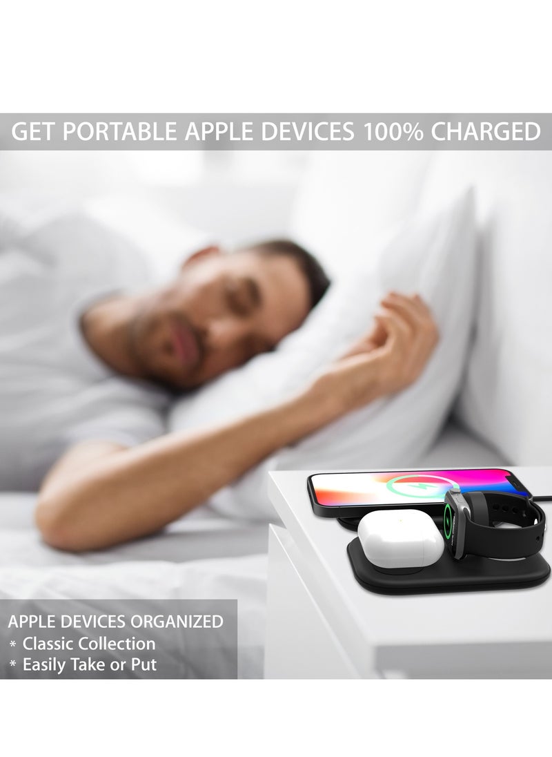 SYOSI - Wireless Charger,3 in 1 Magnetic Charging Station 15W Fast Charger Dock for iWatch SE/8/7/6/5/4/3/2/1,iPhone 14/Pro/Pro Max/iPhone 13Mini/11 X XS XR,Airpods Pro/Airpod Safe Charger Stand Charging Pad - Image 1