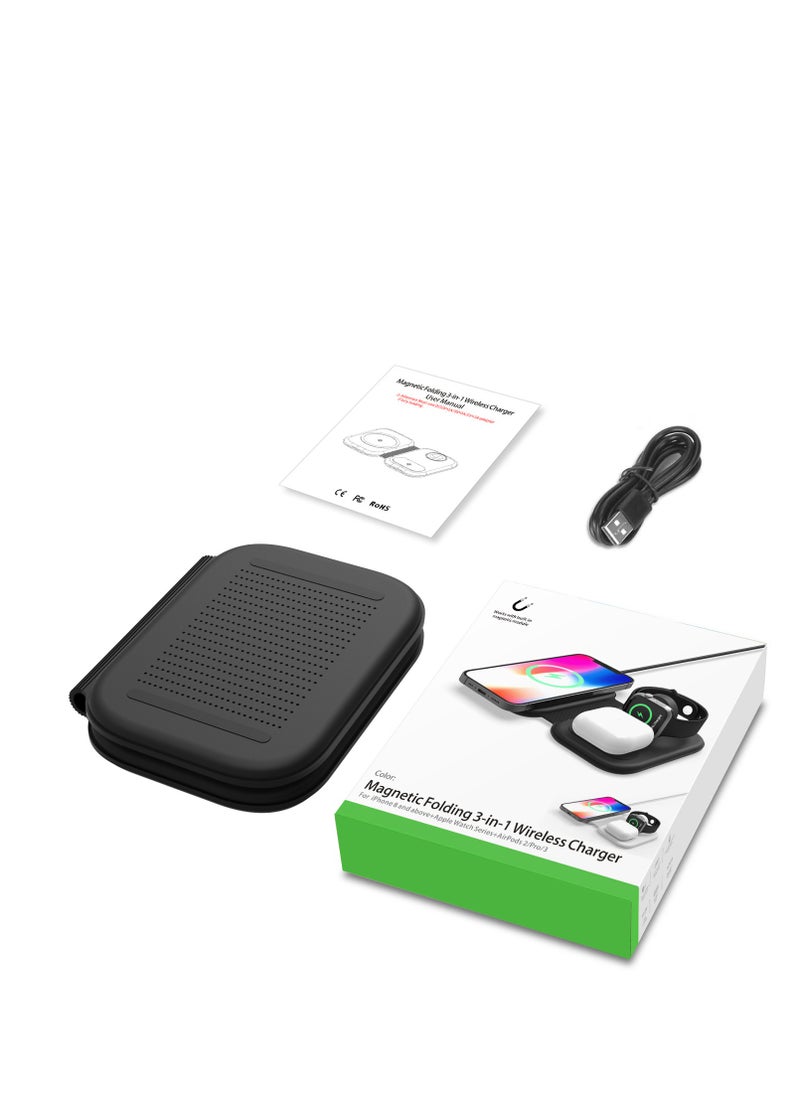 SYOSI - Wireless Charger,3 in 1 Magnetic Charging Station 15W Fast Charger Dock for iWatch SE/8/7/6/5/4/3/2/1,iPhone 14/Pro/Pro Max/iPhone 13Mini/11 X XS XR,Airpods Pro/Airpod Safe Charger Stand Charging Pad - Image 1