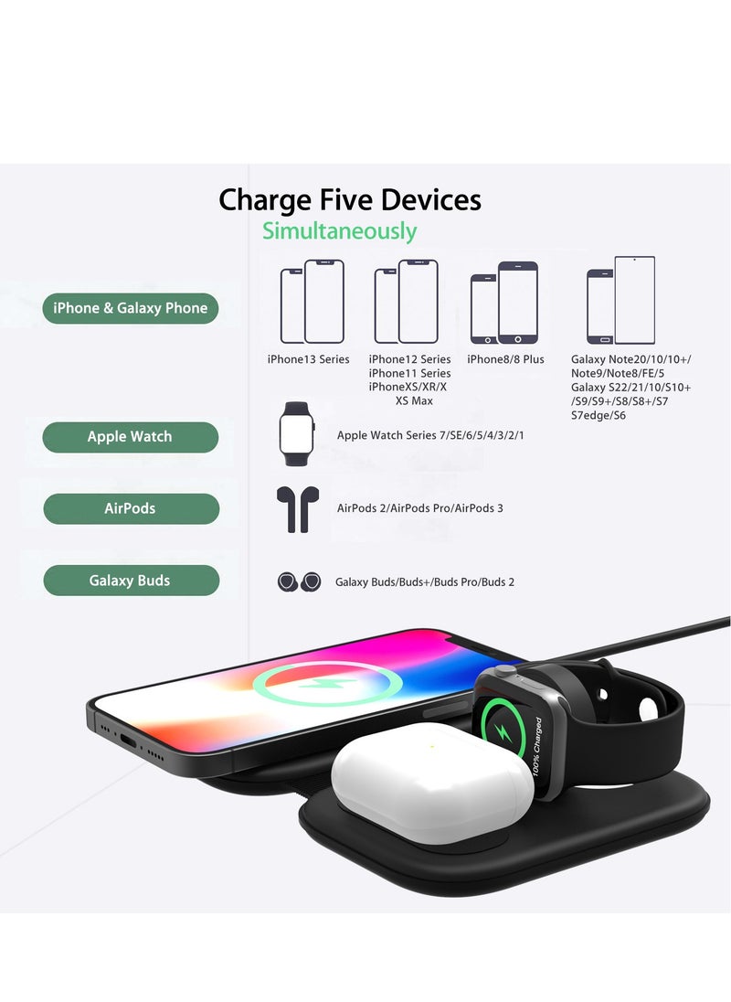 SYOSI - Wireless Charger,3 in 1 Magnetic Charging Station 15W Fast Charger Dock for iWatch SE/8/7/6/5/4/3/2/1,iPhone 14/Pro/Pro Max/iPhone 13Mini/11 X XS XR,Airpods Pro/Airpod Safe Charger Stand Charging Pad - Image 1