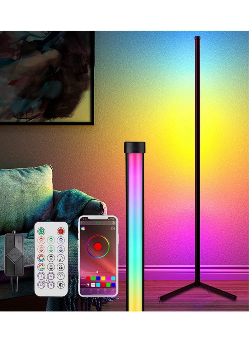 ELTRAZONE Corner Floor Lamp, 59" Dimmable Standing Floor Light,Minimalist RGB Color Changing Led Corner Light with Music Mode,Corner Lamp with APP and Remote Control, for Living Room/Bedroom/Home Decor - Image 1