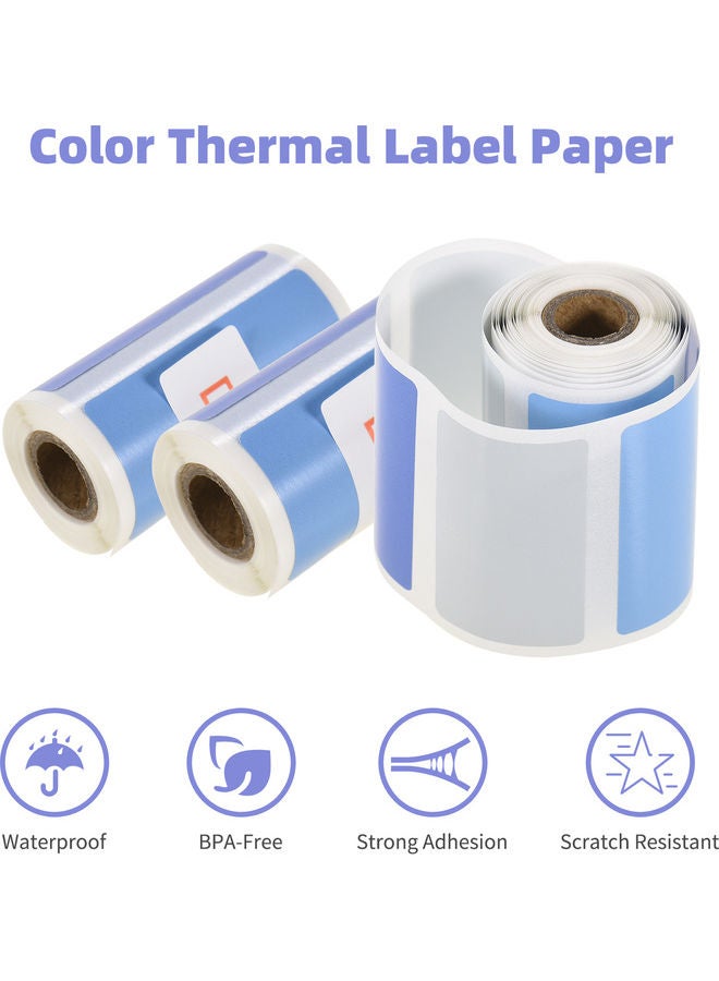 3-Piece Direct Labels Self-Adhesive Thermal Paper Roll 9.30x3.20x6.00cm Blue - Image 2