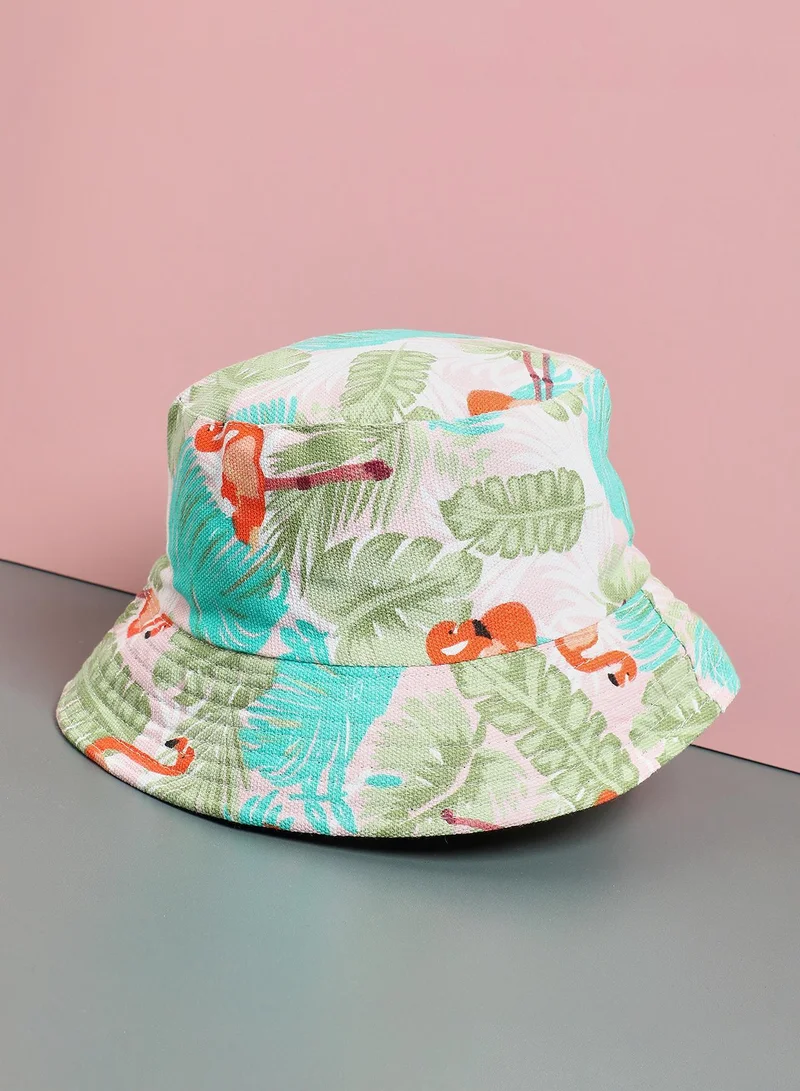 صوص هاوت قبعة دلو بنقوش زهور متعددة الألوان