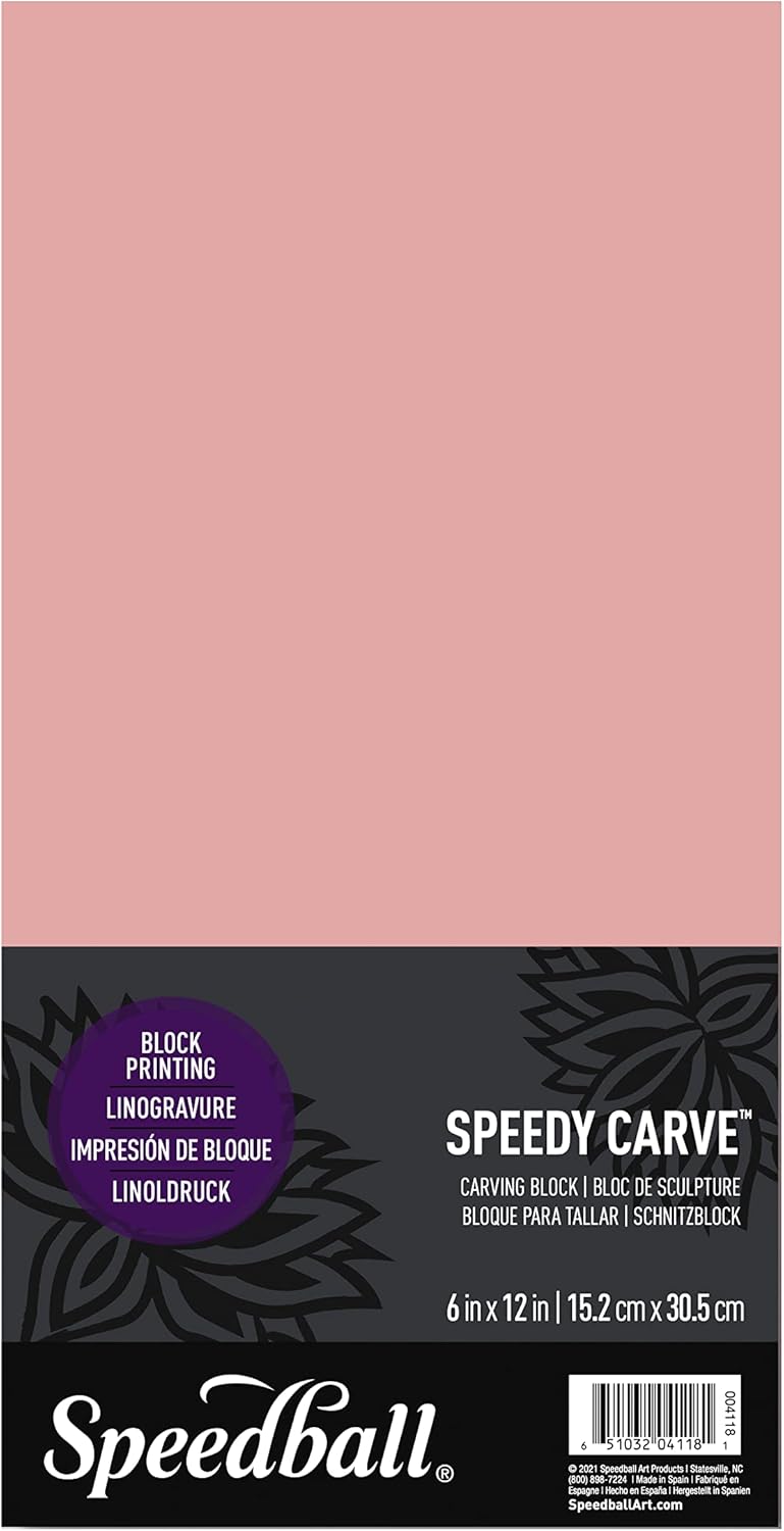 Speedball Speedy-Carve Lino Carving Block - Pink, 6 x 12 Inches for Printmaking - Image 1