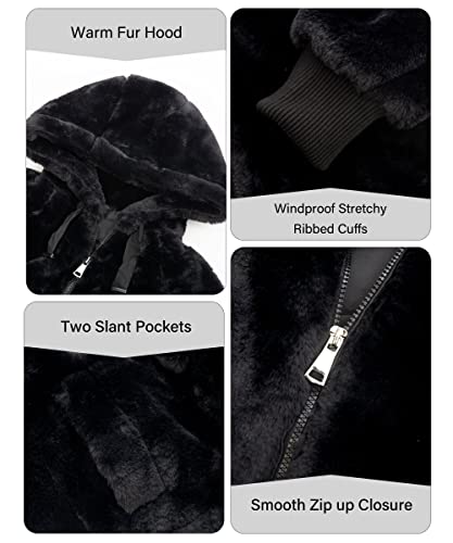 Bellivera Women Faux Fur Coat Spring Clothes Winter The Fluffy Fuzzy Sherpa Shearling Jacket with Hood 1712014 Black M - Image 5