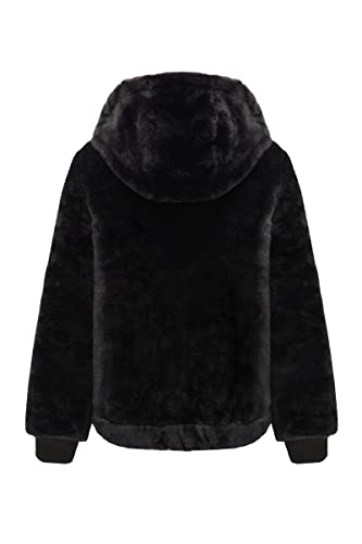 Bellivera Women Faux Fur Coat Spring Clothes Winter The Fluffy Fuzzy Sherpa Shearling Jacket with Hood 1712014 Black M - Image 4