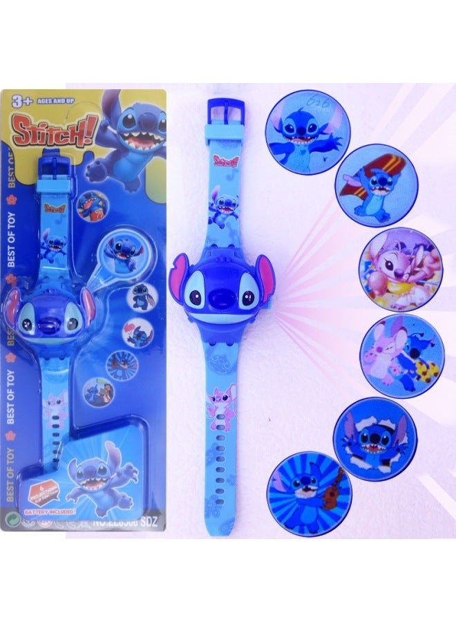 Stitch Children's Flip Watch Girls Rainbow Egg Party Projection Electronic Watch Boys Toy Gift-Color:8566 Stitch - Image 1
