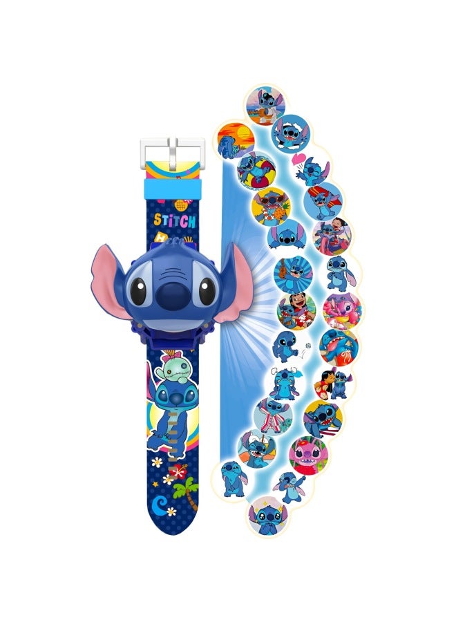 Stitch Children's Flip Watch Girls Rainbow Egg Party Projection Electronic Watch Boys Toy Gift-Color:8566 Stitch - Image 3
