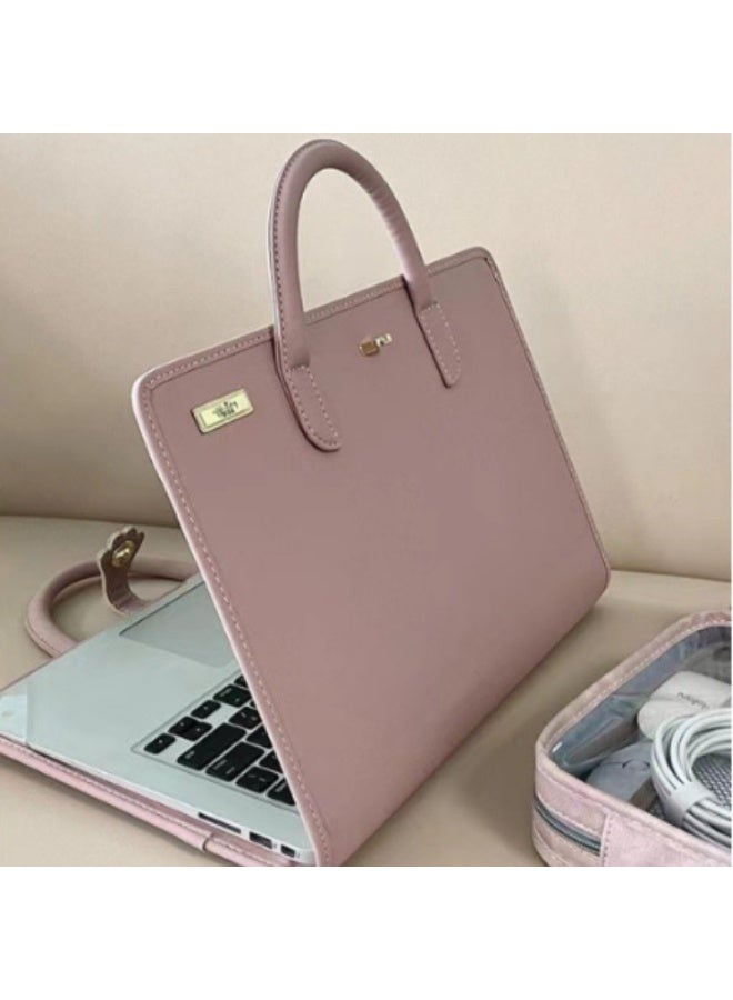 غلاف الحاسوب المحمول الوردي للنساء - التوافق المثالي بين الأناقة والحماية - يتوفر بأحجام 14 بوصة و16 بوصة. - Image 1