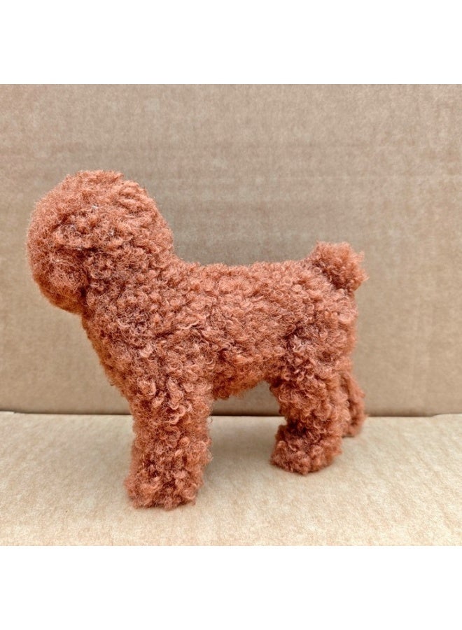 زينة كلب بودل محاكية، قطعة ديكور منزلية بحرفة الفراء، مناسبة لمسات غرفة المعيشة والمكتب، وعرض واجهة العرض، وكرامة هدية راقية لمحبي الحيوانات الأليفة أو الجامعين - Image 3