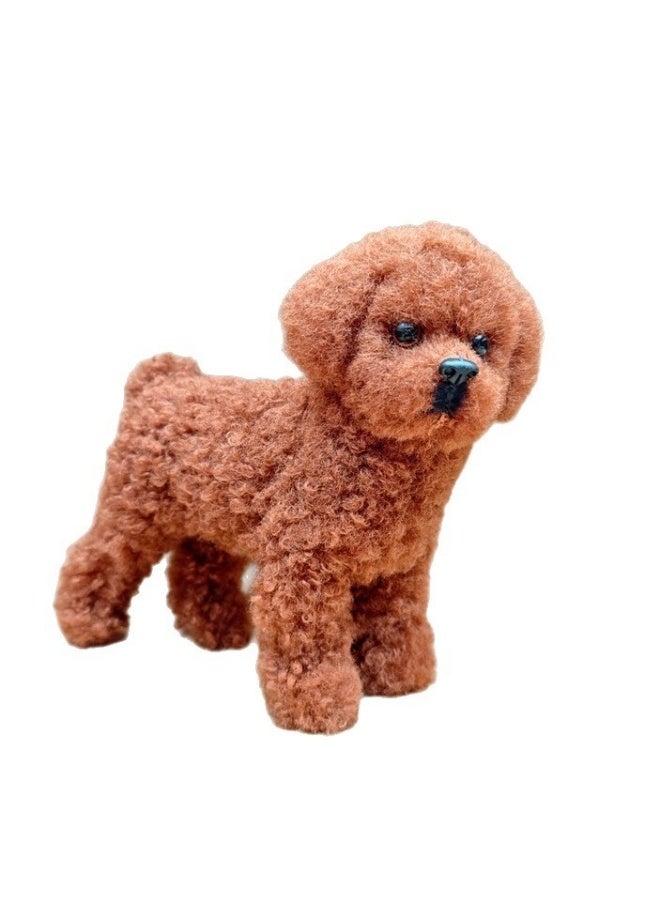 زينة كلب بودل محاكية، قطعة ديكور منزلية بحرفة الفراء، مناسبة لمسات غرفة المعيشة والمكتب، وعرض واجهة العرض، وكرامة هدية راقية لمحبي الحيوانات الأليفة أو الجامعين - Image 1