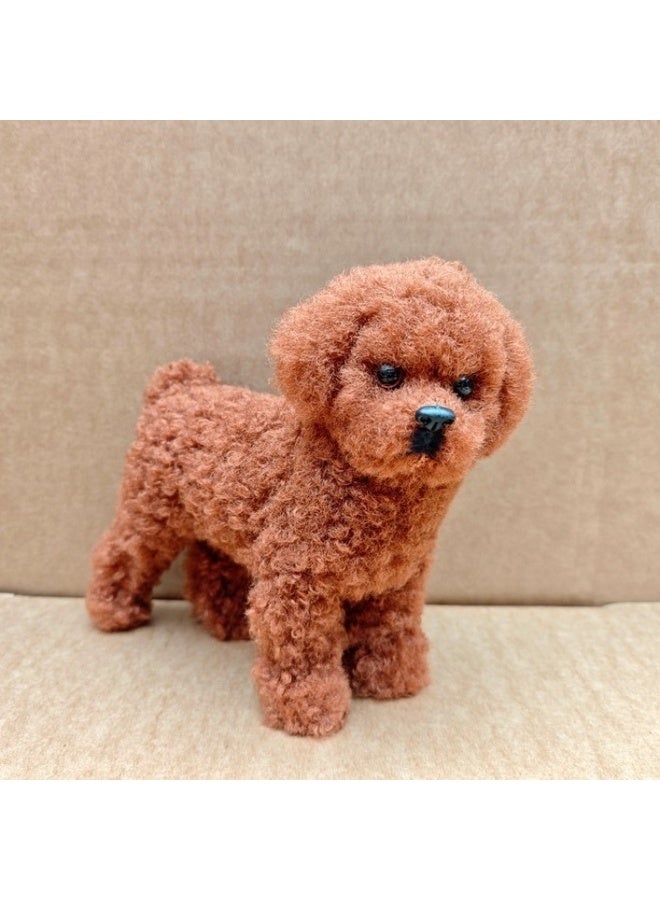 زينة كلب بودل محاكية، قطعة ديكور منزلية بحرفة الفراء، مناسبة لمسات غرفة المعيشة والمكتب، وعرض واجهة العرض، وكرامة هدية راقية لمحبي الحيوانات الأليفة أو الجامعين - Image 2