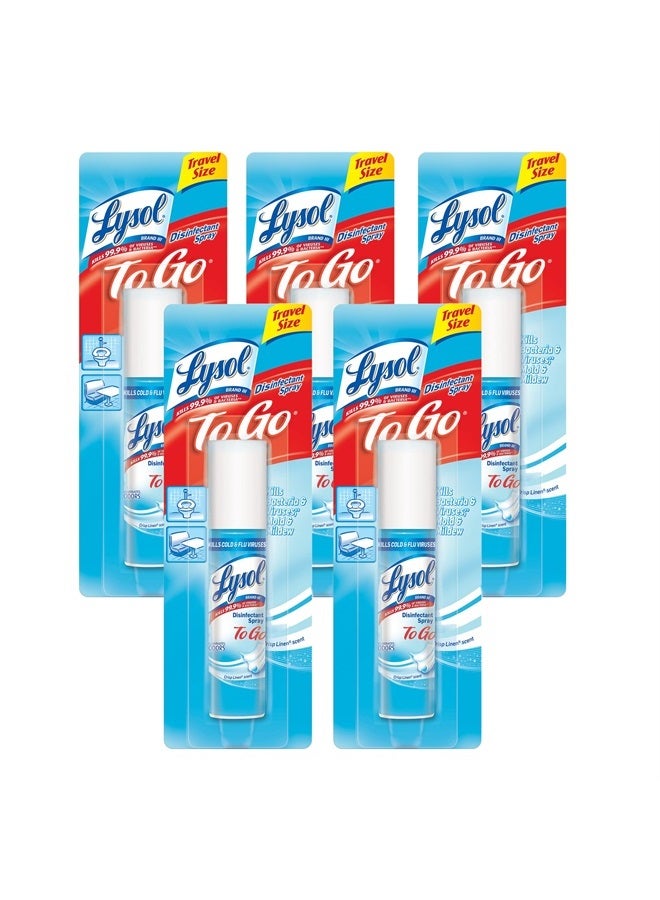 Lysol Disinfectant Spray to Go, Crisp Linen, 1 Ounce (Pack of 5) - Image 1