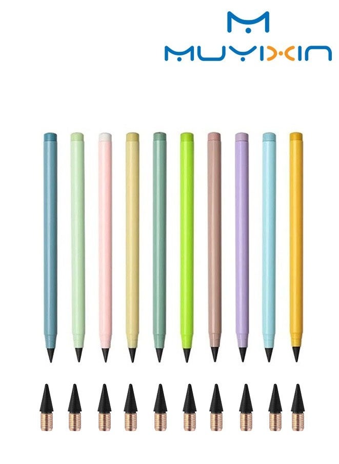 Muyixin 10 Pcs Inkless Magic Pencil Everlasting Pencil Eternal with 10 Eraser Infinity Reusable Pencil for Writing Drawing for Home Office School  - Image 1