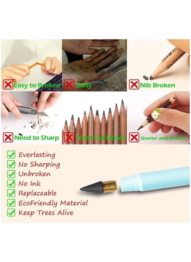 Muyixin 10 Pcs Inkless Magic Pencil Everlasting Pencil Eternal with 10 Eraser Infinity Reusable Pencil for Writing Drawing for Home Office School  - Image 5