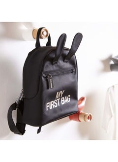CHILDHOME Childhome, Baby Backpack, School, Kindergarten, Nursery, Two Compartments, Lunchbag/Bottle Capacity, Removable Safety Buckle, Waterproof, My First Bag, Black And Gold  - Image 3