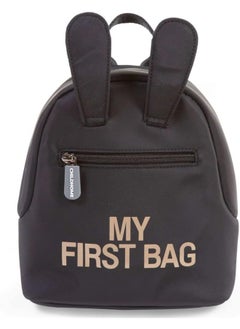CHILDHOME Childhome, Baby Backpack, School, Kindergarten, Nursery, Two Compartments, Lunchbag/Bottle Capacity, Removable Safety Buckle, Waterproof, My First Bag, Black And Gold  - Image 5