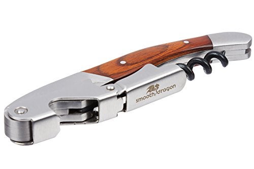 Smooth Dragon Premium Waiters Corkscrew - 3 in 1 Stainless Steel Wine Opener with Rosewood Pull Tap Handle Bottle Opener and Serrated Foil Cutter - Image 2