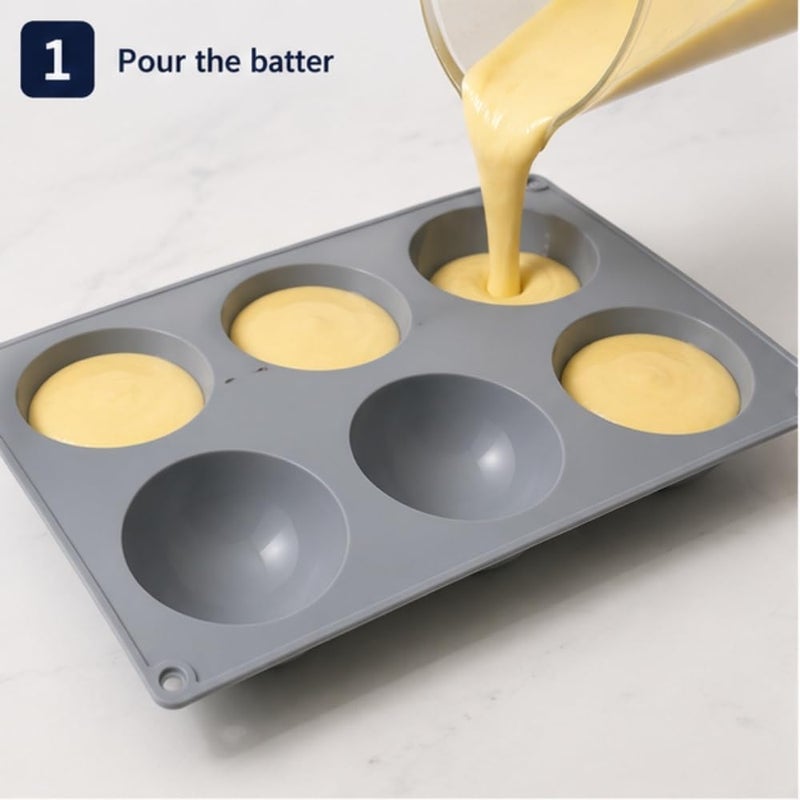 6-Cavity Semi-Sphere Silicone Mold Set | Heat-Resistant Non-Stick Baking Mold for Hot Cocoa Bombs, Mousse Cakes, Chocolates, Jelly & Ice Cream | BPA-Free Half-Sphere Dessert Pan - Image 2
