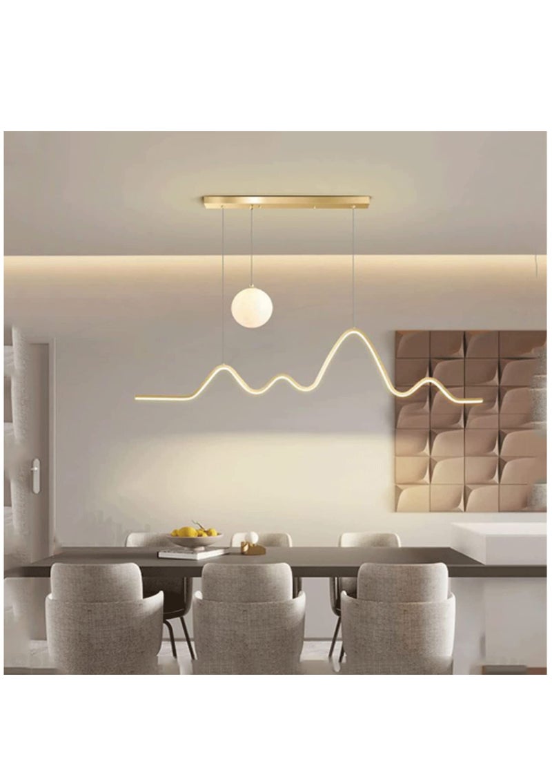 Arabest LED Modern Dimmable Pendant Light, Minimalist Curved Shape Golden LED Chandelier, Acrylic Hanging Light Fixture for Kitchen Island, Dining Room, Living Room,36W  - Image 1