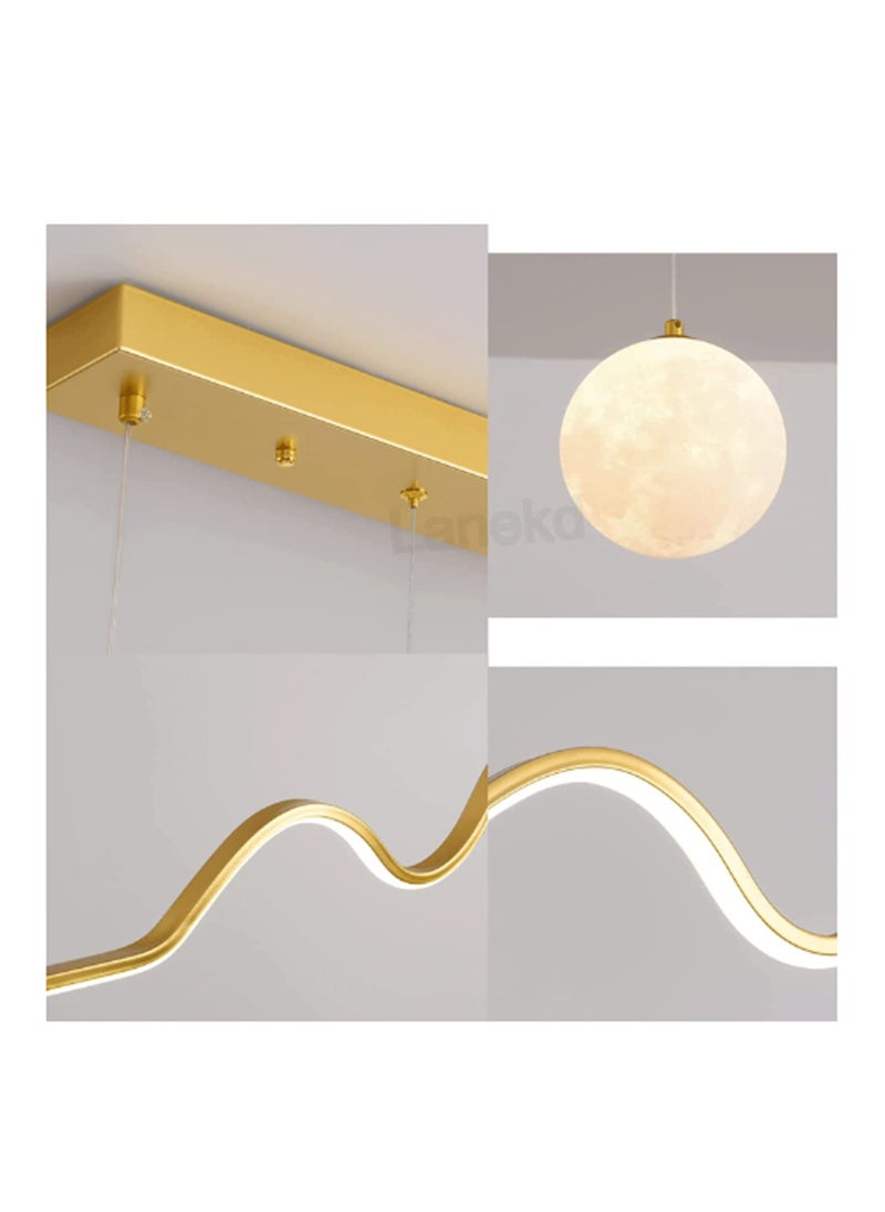 Arabest LED Modern Dimmable Pendant Light, Minimalist Curved Shape Golden LED Chandelier, Acrylic Hanging Light Fixture for Kitchen Island, Dining Room, Living Room,36W  - Image 2