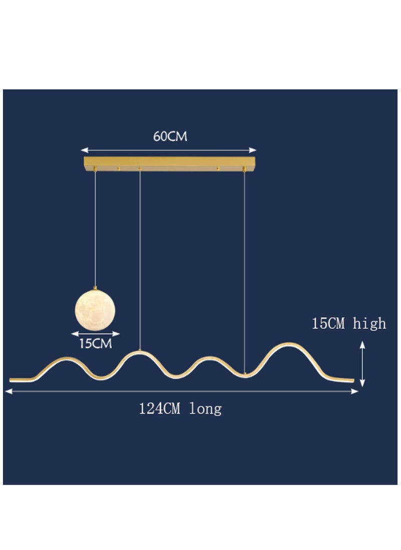 Arabest LED Modern Dimmable Pendant Light, Minimalist Curved Shape Golden LED Chandelier, Acrylic Hanging Light Fixture for Kitchen Island, Dining Room, Living Room,36W  - Image 3