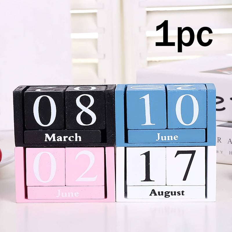 1pc White Minimalist Long Strip Wooden Calendar Creative Living Room Desktop Study Shop Bar Counter Decoration Table Ornament - Image 1