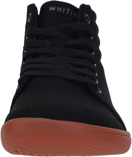 WHITIN Womens Wide Fashion Sneakers High Top Barefoot Minimalist Shoes Zero Drop Sole Size 105W Canvas Casual Minimus Walking Tenis Gym Black Gum 42 - Image 3