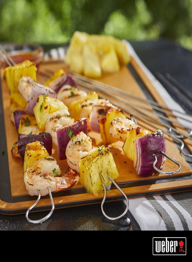 Weber Grilling Skewer Set – 8‑Piece Dual‑Pronged Stainless‑Steel BBQ Skewers for Secure, Even Grilling of Kebabs, Veggies & Meats - Image 2