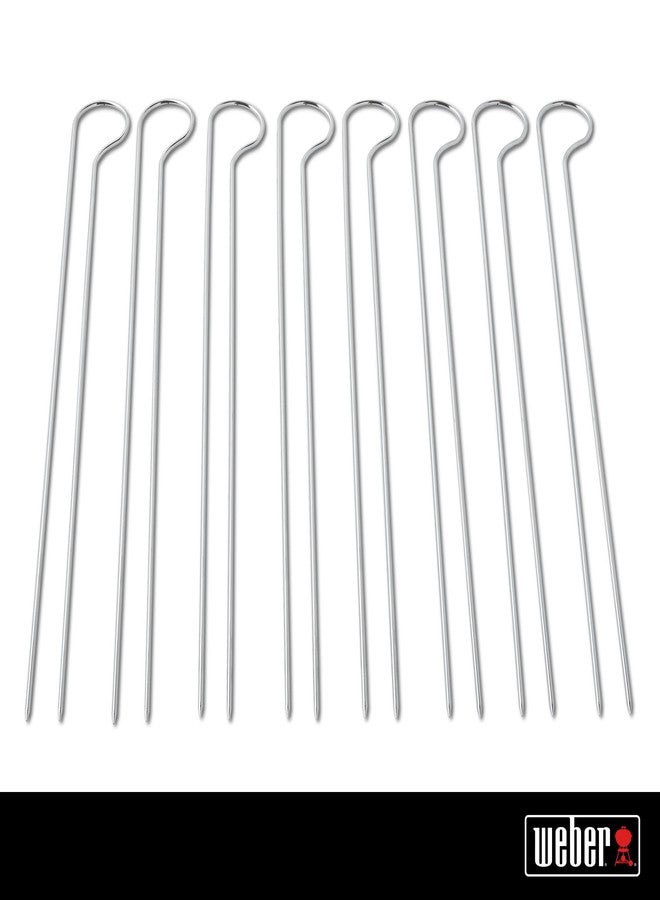 Weber Grilling Skewer Set – 8‑Piece Dual‑Pronged Stainless‑Steel BBQ Skewers for Secure, Even Grilling of Kebabs, Veggies & Meats - Image 3