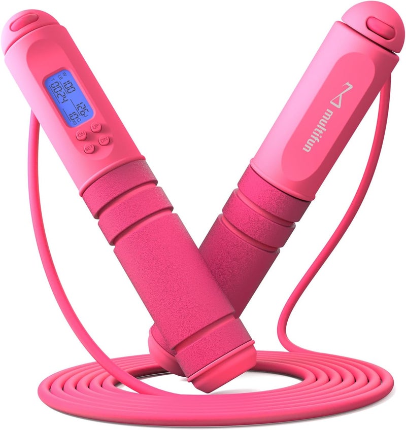 multifun Digital Jump Rope with Smart Counter & Timer - Adjustable Speed Skipping Rope for Fitness, Weight Loss, Boxing, MMA - Tangle-Free Ball Bearings & Anti-Slip Handles for Men, Women, Kids - Image 1