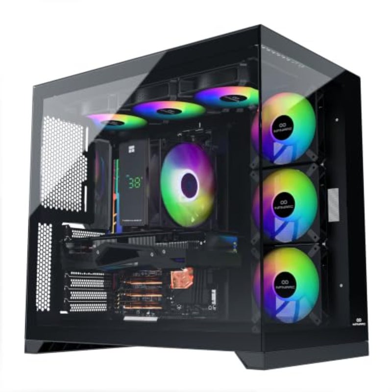 كمبيوتر مكتبي للألعاب 5070، Intel Core Ultra 5، ووحدة معالجة رسومات RTX 5070 12G، وذاكرة وصول عشوائي DDR5 سعة 16 جيجابايت، ومحرك أقراص SSD سعة 1 تيرابايت، ولوحة أم B860، وحقيبة مكعبة، ومبرد هواء رقمي ARGB، ووحدة PSU ذهبية بقدرة 750 وات، ونظام تشغيل Windows PRO باللون الأسود - Image 1