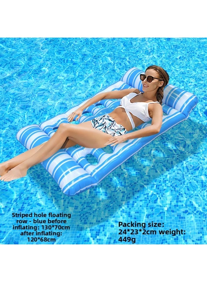 Pool Float - Short turtle leaf hole lounge chair floating row (dark blue) Pool Float - With ce/cpc/gpsr certificate - U-Shaped Water Hammock, Adult Floating Seat, Pool Raft, Summer Beach Lounger, Relaxation Pool Accessory - Image 1