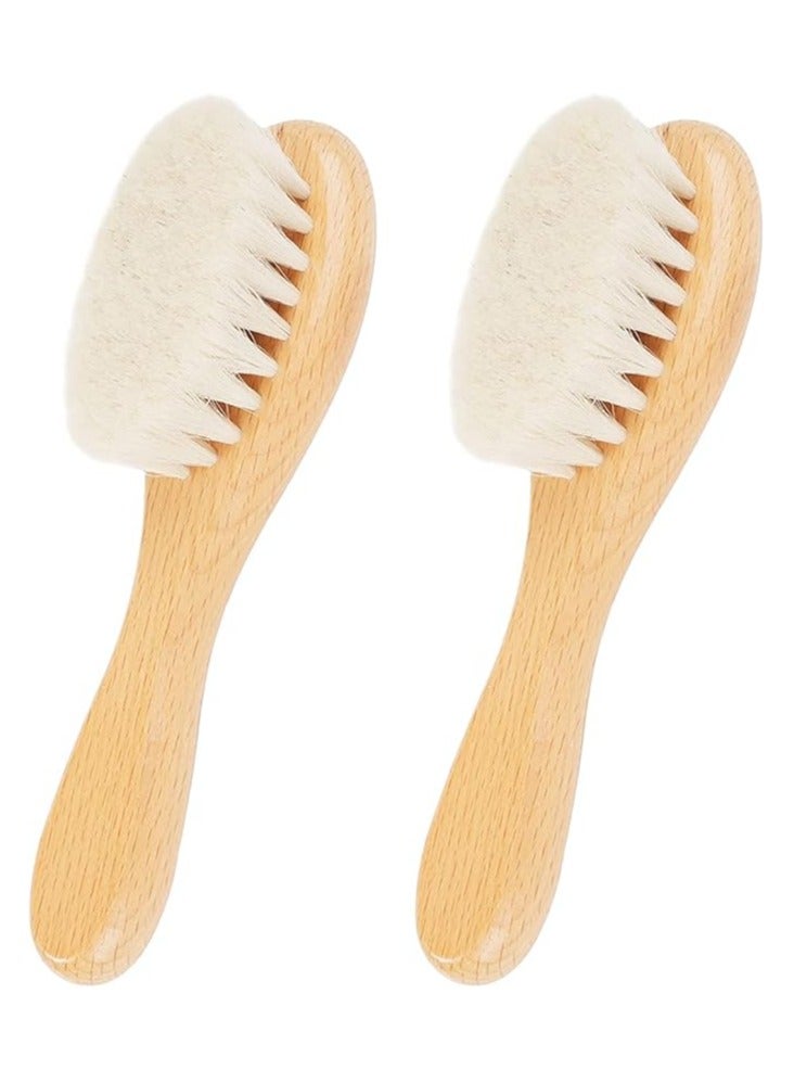 REDAPRO Baby Comb, 2 Pcs Baby Hair Brush with Wooden Handle, Natural Soft Goat Cradle Cap Brush for Newborns & Toddlers - Image 1