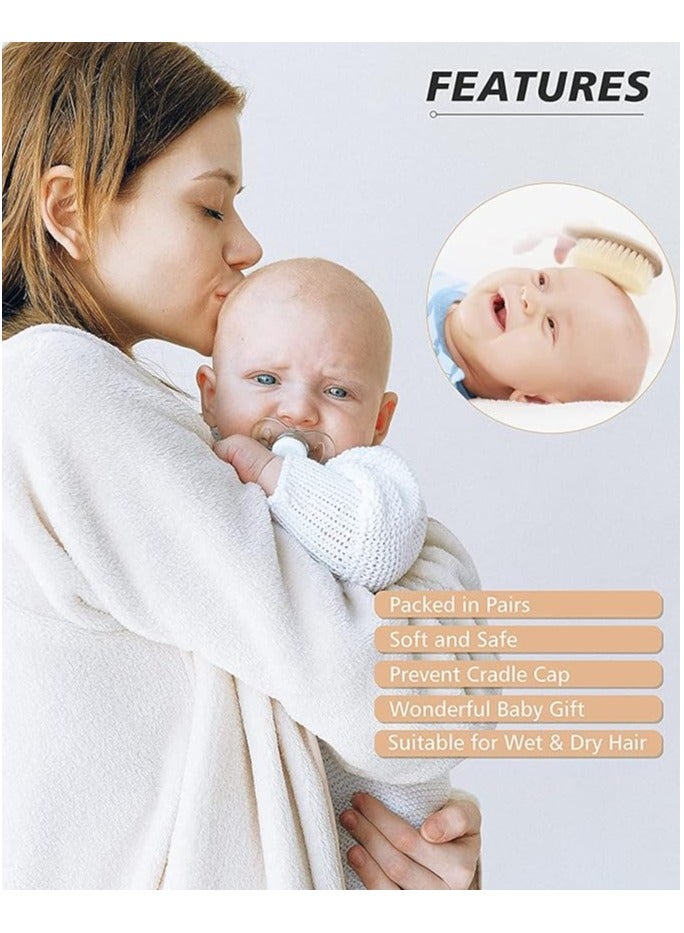 REDAPRO Baby Comb, 2 Pcs Baby Hair Brush with Wooden Handle, Natural Soft Goat Cradle Cap Brush for Newborns & Toddlers - Image 2