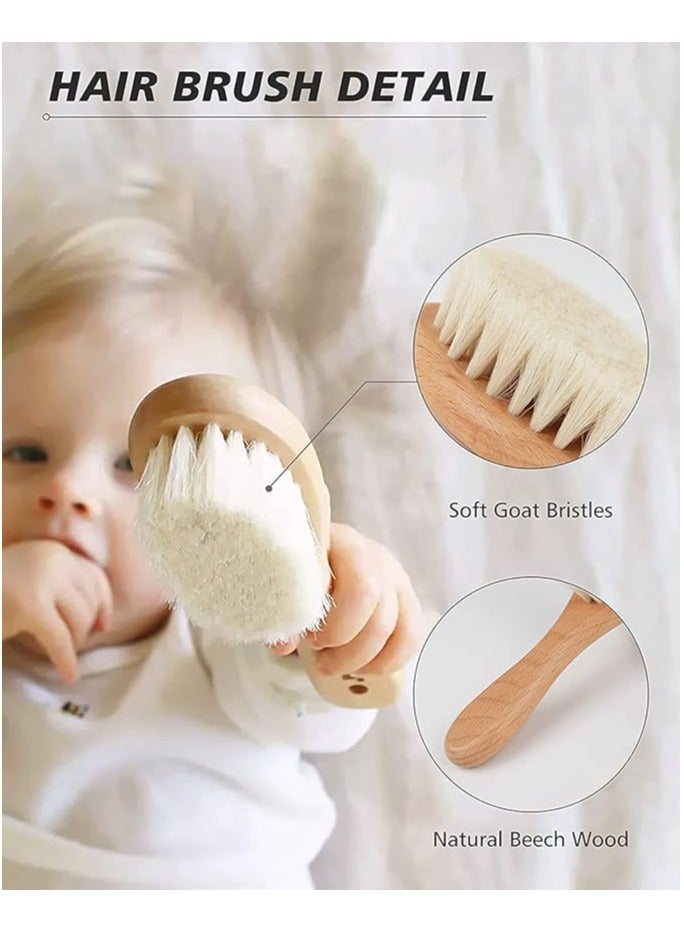 REDAPRO Baby Comb, 2 Pcs Baby Hair Brush with Wooden Handle, Natural Soft Goat Cradle Cap Brush for Newborns & Toddlers - Image 3
